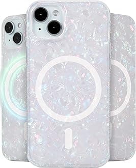 LONLI Hue - for iPhone 15 Plus Case [Compatible with Magsafe] - White Pearl Tort - [10FT Drop Plustection] [4 Airbag Cushioned Corners] - Cute, Unique and Aesthetic (2023)