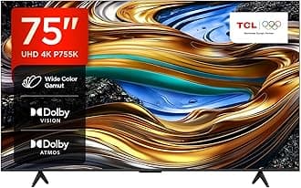 TCL 75P755K 75-inch Ultra HD, Wide Color Gamut, 4K HDR TV, Smart TV Powered by Android TV (Dolby Atmos 2.0, Dolby Vision, HDR 10+, Voice Control, compatible with Google assistant, Chromecast built-in) [Energy Class F]