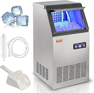 VEVOR Commercial Ice Maker Machine, 80lbs/24H Ice Maker Machine with 27.5lbs Storage Capacity, 40 Ice Cubes in 12-15 Minutes, LED Digital Display Commercial Ice Maker for Bar Home Office Restaurant