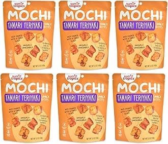 Mochi Snack Bites Tamari Teriyaki Flavor, 3.5 oz (Pack of 6) | Crispy Crunchy Mochi Rice Bites | Gluten Free, Dairy Free, No MSG Added Asian Rice Snacks