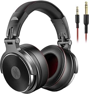 Pro50 Hi-Res Over Ear Headphones Wired Closed-Back DJ Studio Headphones for Monitoring and Mixing, Soft Protein Leather Earcups, Noise Isolation, 90° Rotatable Housing, Portable