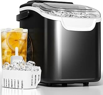 Countertop Ice Maker Machine – 8 Bullet Ice in 6 Mins, 26.5lbs/24Hrs Output – Self-Cleaning Portable Design with Selectable Ice Size & Touch Display for Home/Office/Bar