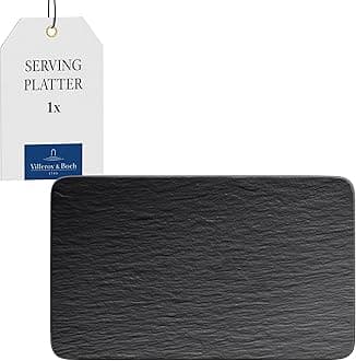 Villeroy & Boch 10-4239-2772 Manufacture Rock Rectangular Multi-Functional, Modern Plate Maoffrom Premium Porcelain, Dishwasher Safe, Black