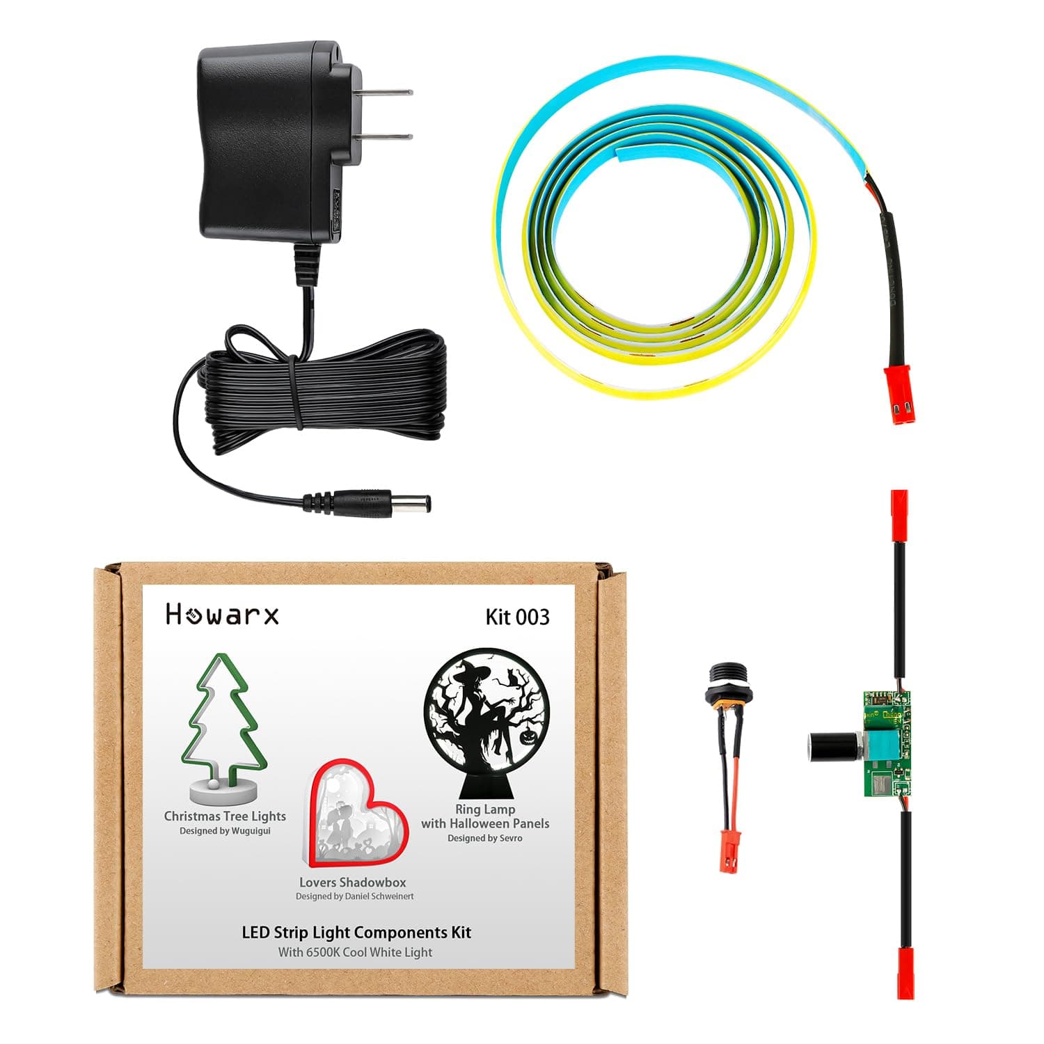 LED Strip Light Components Kit for 3D Printing with 6500K White Light