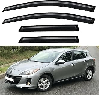 Window Visors Rain Guards Shield for 2010 2011 2012 2013 Mazda 3 Hatchback, Tape-on Window Wind Deflectors Vent Shades for 10 11 12 13 Mazda 3 Hatchback (NOT for Mazda 3 Sedan)