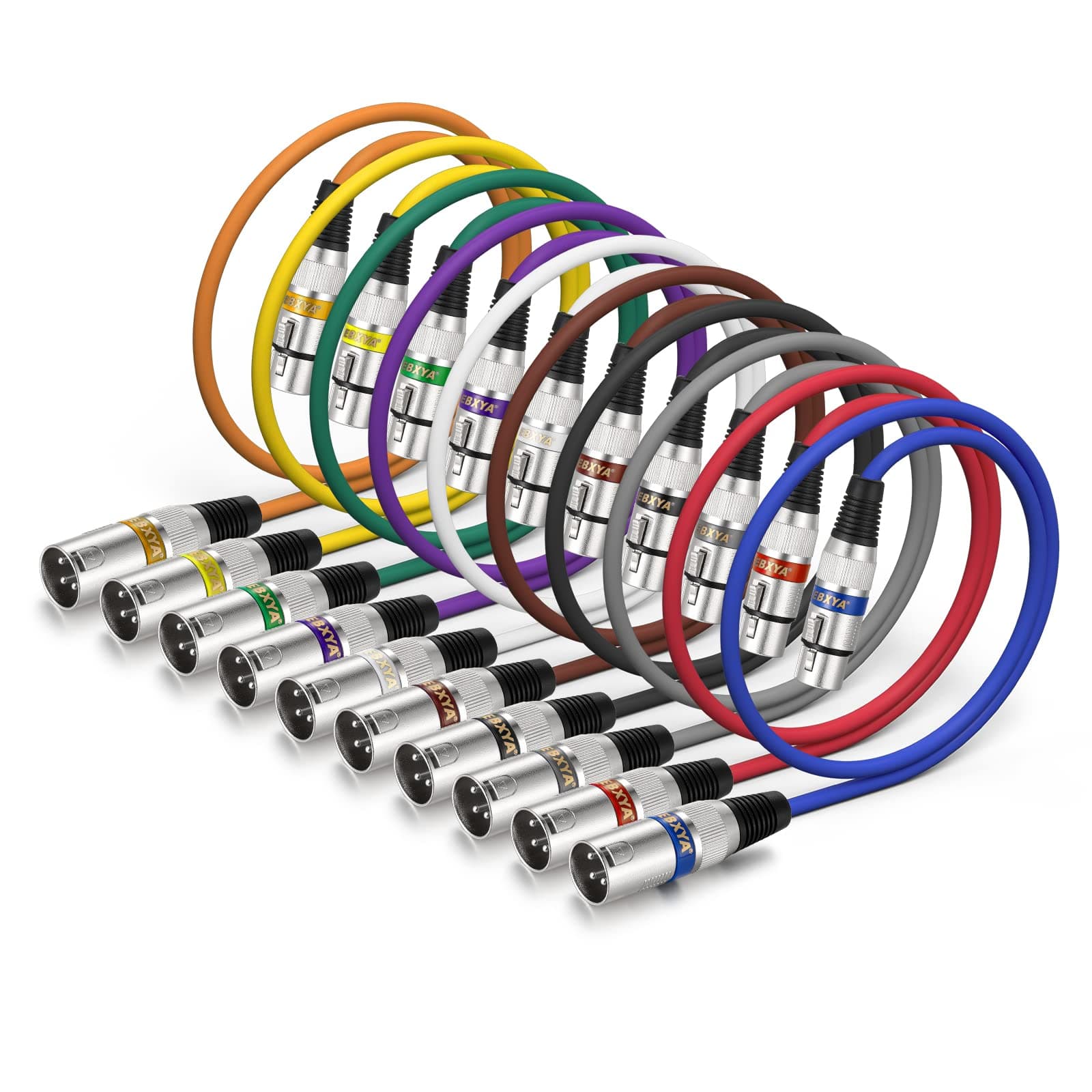 EBXYA XLR Cable 2ft 10 Pack 3 Pins Balanced XLR Microphone Cable Male to Female Suitable for Audio Mixer, Speaker Systems, Radio Station