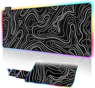 UJoowalk RGB Gaming Mouse Pad, Topographic Large, LED XL Keyboard and Mouse P...