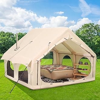2025 Upgraded Waterproof Inflatable Camping Tent, Large Blow-Up Air Tent, No Assembly Needed Luxury Glamping House, Oxford Fabric