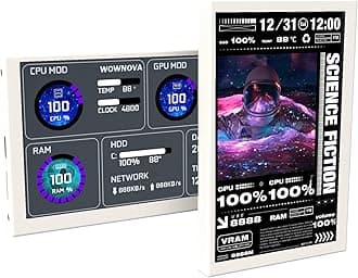 5" Computer Temp Monitor, Dynamic Theme Supported, ARGB PC Case Sensor Panel, IPS Type-C USB Mini Secondary Screen, CPU RAM HDD Data Monitor (White)