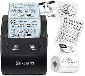58mm Mini Inkless Label Maker (2 in 1) - Thermal Barcode Labels & Receipt Printer (50x25 Label Combo) Free 500 Labels | Easy to Connect with Any Mobile Phone via Bluetooth (Android or iOS)