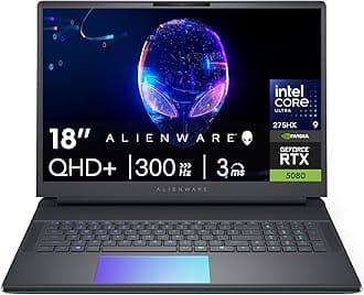 18-inch Area-51 Gaming Laptop - GeForce RTX 5080 16GB GDDR7 18" QHD+ 300Hz Intel Ultra 9 275HX AlienFX RGB Lighting Wi-Fi 7 Ai NPU Quad Fan Cooling, Win 11PRO(64GB DDR5, 4TB SSD)