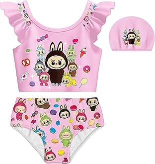 Girls Two Piece Bathing Suit Summer Beach Swimsuits 5-12 Years Kids Lovely Swimwear