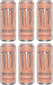 Monsters Energy Drink Ultra Peach Keen, Zero Sugar Energy Drink, Each 500ml X Pack of 6 (From UK)