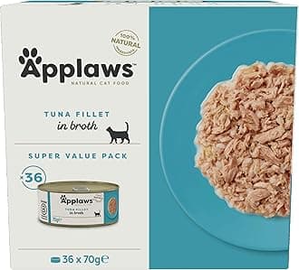 Applaws 100% Natural Wet Cat Food 70 g, Tuna Fillet Bulk pack (36 x 70 g Tins)