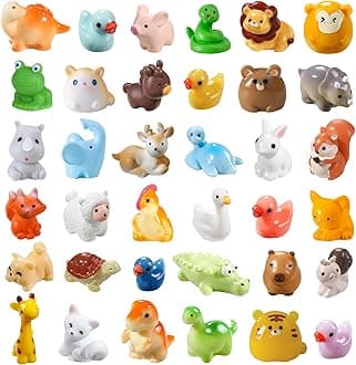 DIYDEC 40pcs Mini Resin Animal 40 Styles Tiny Resin Animals Miniature Little Small Animal Figures Bulk for Micro Fairy Garden Landscape Accessories Dollhouse Hide Crafts Decor Aquarium Toys