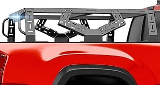 13.46" High Overland Bed Racks Truck Cargo Racks Cargo Carrier with 2 LED Lights Compatible with Tacoma/Ranger/Gladiator JT/Frontier/Colorado Extended Cab/Canyon (V Style Bed Rack)