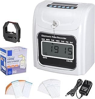 Yescom Employee Attendance Punch Time Clock Payroll Recorder LCD Display w/ 100 Cards