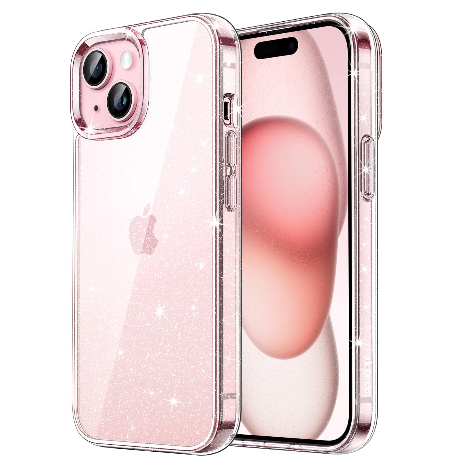 JETech Glitter Case for iPhone 15 6.1-Inch, Bling Sparkle Shockproof Phone Bumper Cover, Cute Sparkly for Women and Girls (Clear)