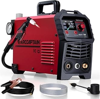 ARCCAPTAIN Plasma Cutter, [Large LED Display] 50Amps Cutter Machine with 110/220V Dual Voltage DC Inverter IGBT 1/2 Inch Clean Cut Post Flow and 2T/4T, for Beginners DIY