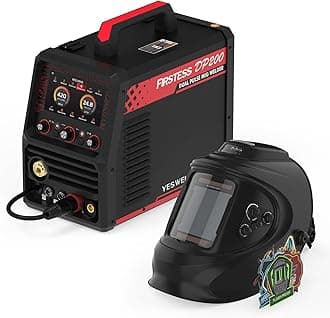 YESWELDER Firstess DP200 Dual Pulse Multiprocess Welding Machine & Auto Darkening Welding Helmet with Rechargeable Fan and Light