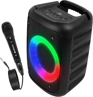 ZEBRONICS Zeb-Buddy 100 Portable BT v5.0 Speaker with TWS, 20W RMS, Wired mic Karaoke, 5H Backup, RGB LED, AUX, USB, Micro SD, Built in Rechargeable Battery and Mobile Holder, Black