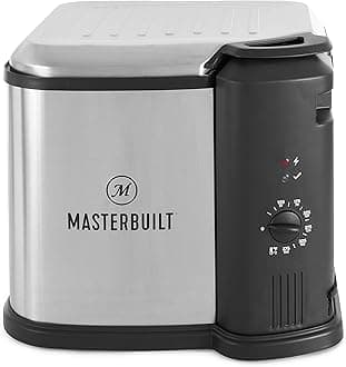 Masterbuilt MB20010118 8 Liter Electric 3-in-1 Deep Fryer Boiler Steamer Cooker with Basket for Turkey, Seafood, & More, Silve