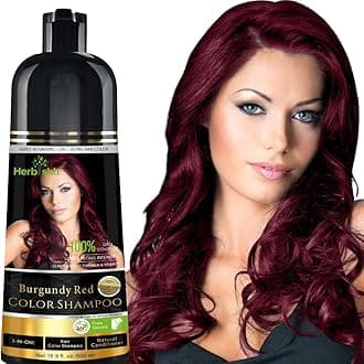 Herbishh Hair Color Shampoo for Gray Hair | Magic Hair Dye Shampoo | Colors Hair in Minutes Long Lasting 500 Ml 3 In 1 Hair Color Ammonia Free (Burgundy)
