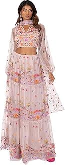 Maya Deluxe Women's Indian Traditional Dress for Women Outfit Lengha Choli Lehenga Saree Skirt and Top Dupatta Coord Set for Wedding Guest Top Skirt Coord (pack of 1)