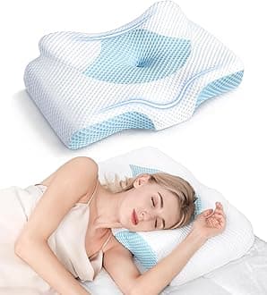 Osteo Cervical Pillow for Neck Pain Relief, Hollow Design Odorless Memory Foam Pillows with Cooling Case, Adjustable Orthopedic Bed Pillow for Sleeping, Support for Side Back Stomach Sleepers