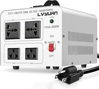 LVYUAN 2500 Watt Voltage Transformer Converter Step Up/Down Converter 110/120 Volt - 220/240 Volt with 2 US outlets, 2 Universal outlets and CE Certified,Circuit Break Protection