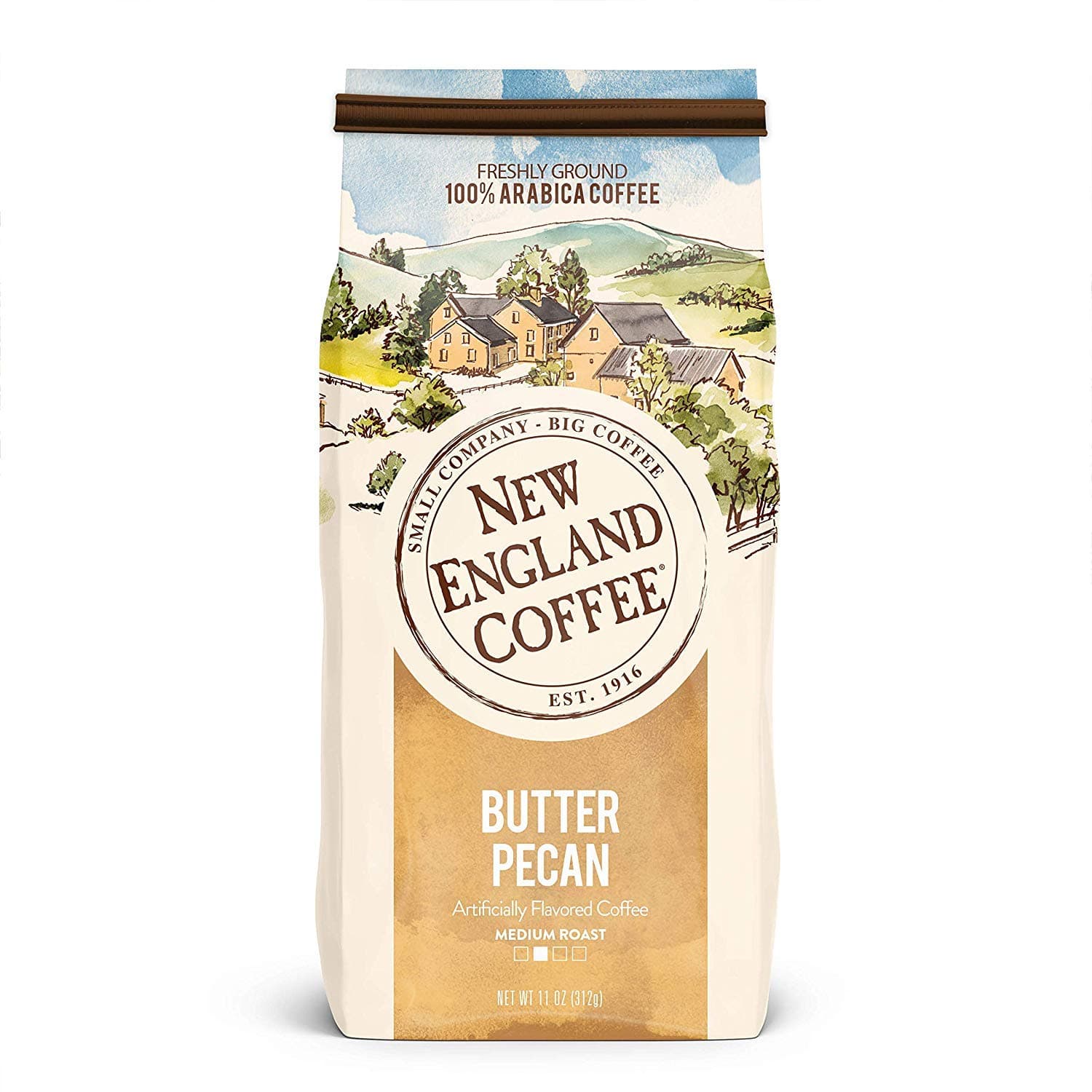 New England Coffee Butter Pecan Ground Coffee, 11 Ounce