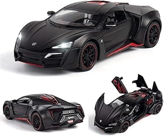 LYKAN HYPERSPORT Sport 1:24 Big Size Diecast Scale Model Alloy Metal Pull Back Toy car for Kids with Openable Doors & Light, Music Toy Vehicle for Kids - (Black)