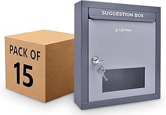 Plantex All in One Multipurpose use Letter Box for Home gate/Post Box/Suggestion Box/for Feed Back in Office/Complaint/Donation Box with Secure Lock - Pack of 15 - (Grey), Table Top or Wall Mount