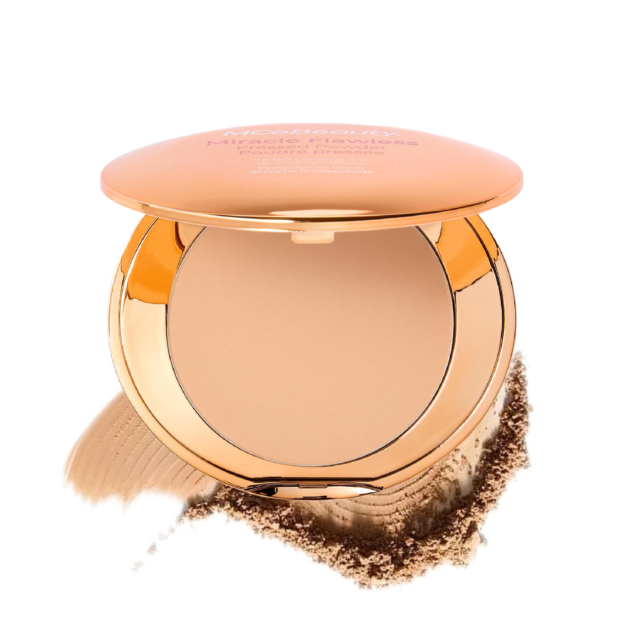 MCoBeauty - Miracle Flawless Pressed Powder - 3 Medium Warm Shade - Compact Setting Powder with Rose Flower Extract and Sweet Almond Oil - Helps Finish and Refine the Look of Makeup