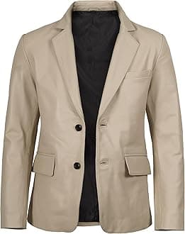 Decrum Leather Blazer For Men - Classic Button Closure With 100% Real Lambskin Mens Brown & Black Leather Blazer