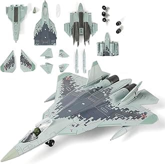 1:72 Scale SU-57 Fighter Jet Quick Build Model Kit Plastic Millitary Jet Toy Plane Assembly Aircraft Model with Stand Gift for Adults and Kids (31 Pieces)