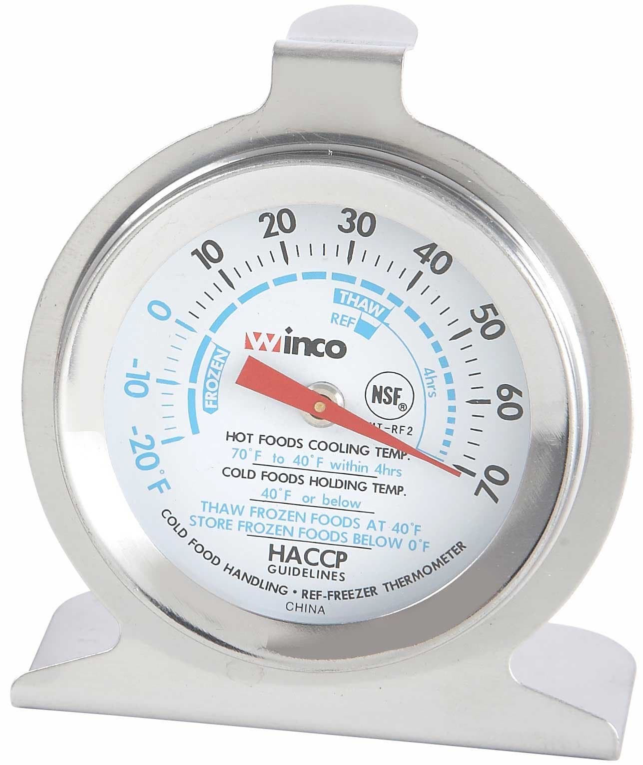 Winco Dial Refrigerator/Freezer Thermometer with Hook and Panel Base, 2-Inch