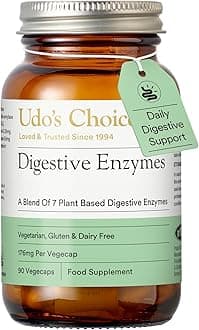 Digestive Enzymes Supplement – UDO’s Choice Enzyme Blend – 7 Plant-Based Enzymes for Protein, Carb & Fat Digestion – Supports Nutrient Absorption – Gluten & Dairy Free – 90 Vegecaps – One a Day