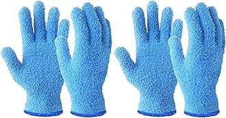 Evridwear Microfiber Dusting Gloves, Dusting Cleaning Glove for Plants, Blinds, Lamps and Small Hard to Reach Corners, 2 Pairs (Blue S/M)