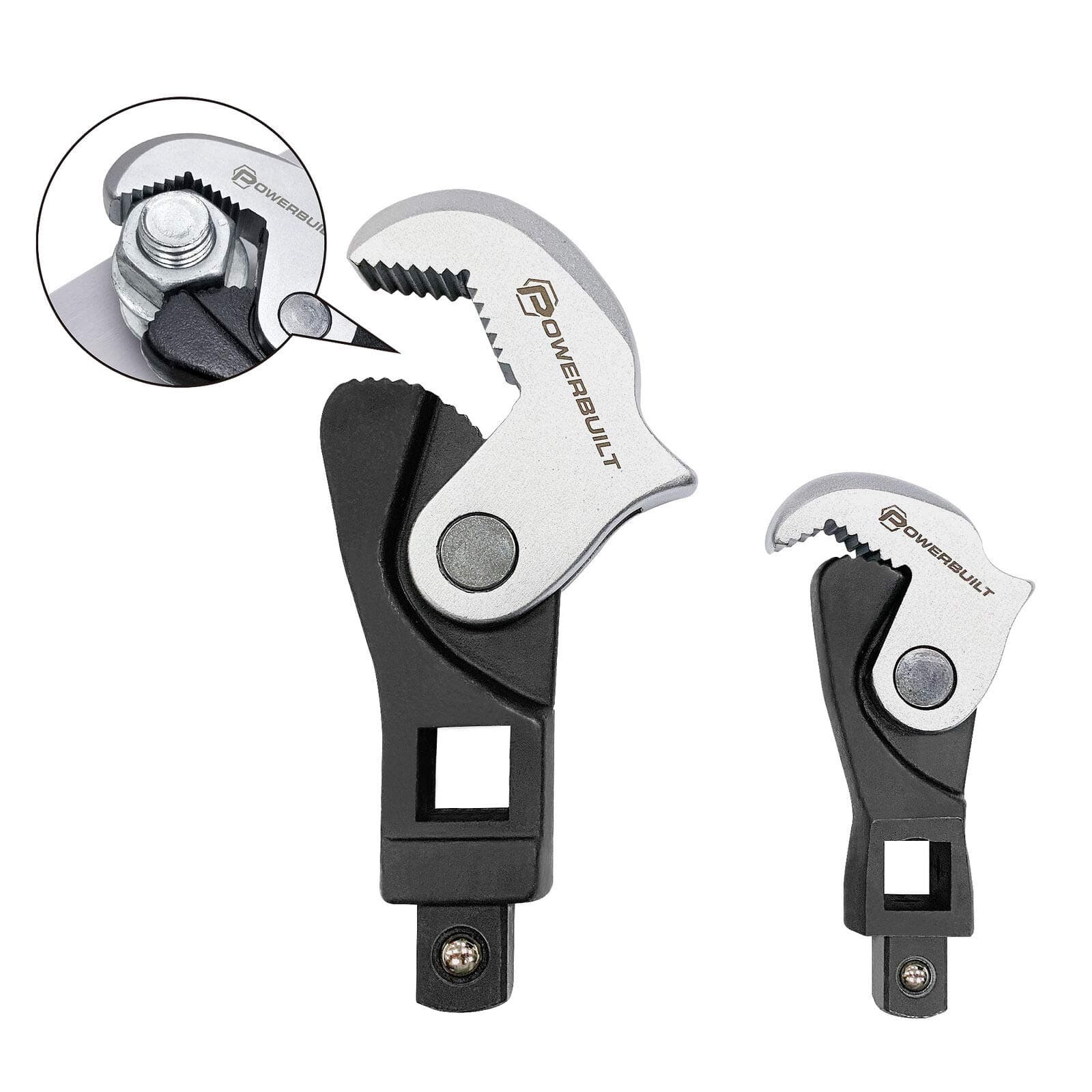 2 Piece Spring-Loaded Crowfoot Wrench Set, Adjustable, Auto Size, Universal, Self-Adjusting, Power Grip, Rapid Wrench- 240274