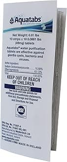 49mg Water Purification Tablets (100 Pack). Water Filtration System for Hiking, Backpacking, Camping, Emergencies, Survival, and Home Use. Easy to Use Water Treatment and Disinfection.