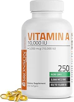 Bronson Vitamin A 10,000 IU Premium Non-GMO Formula, 250 Softgels