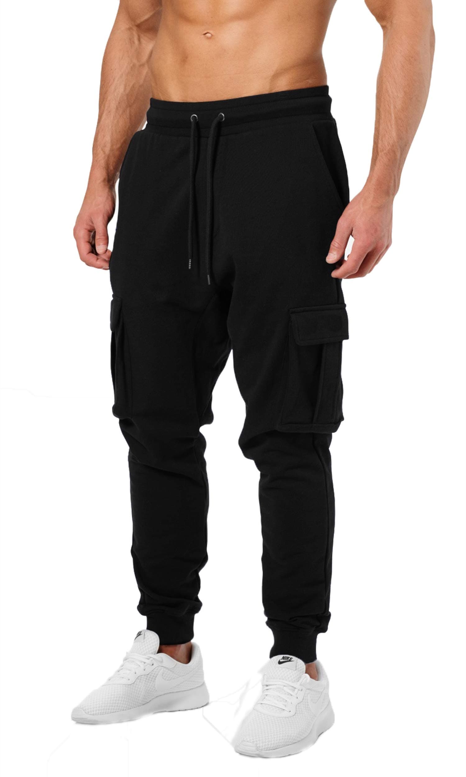 JUGULAR Men's Regular Fit low Rise Cotton Solid Stylish Cargo Track Pants