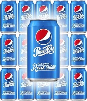 PepsiSoda With Real Sugar, 12 Fl Oz Can (Pack of 15, Total of 180 Oz)
