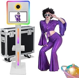 Mirror Photo Booth 15.6in Touch Screen DSLR Photo Booth with Flight Case App Control RGB Light for Wedding Rental Business Parties
