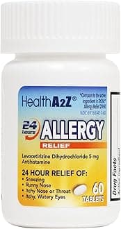 HealthA2Z Allergy Relief | Levocetirizine Dihydrochloride 5mg | 60 Tablets