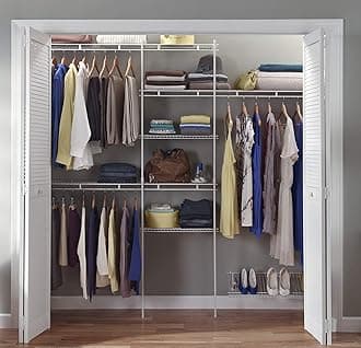 ClosetMaid 1608 Closet Organizer Kit with Shoe Shelf, 5-Foot to 8-Foot, White