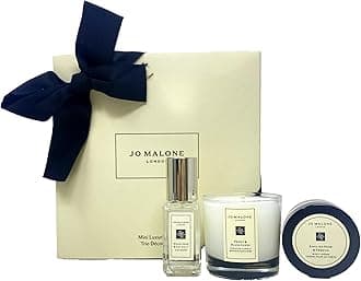 London Mini Luxuries Trio Gift Set - Wood Sage & Sea Salt Cologne - English Pear & Freesia Body Creme - Peony & Blush Suede Candle - Travel Size