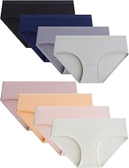 Teen Girls Underwear Cotton Panties Briefs Solid Color Pack of 8