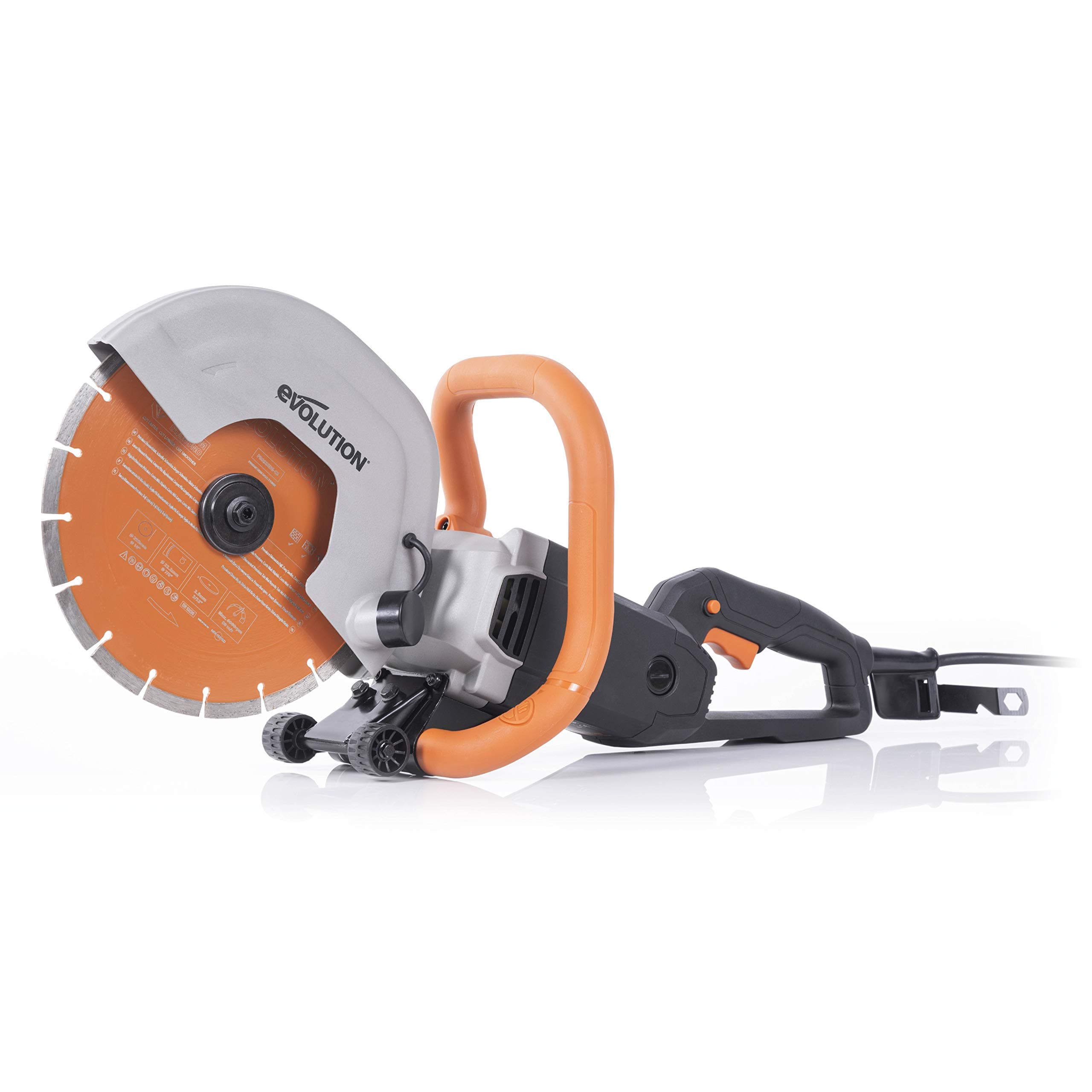 Evolution R255DCT - 10 In Concrete Saw (Circular, Angle Grinder, Chop, Cut Off, Demo, Disc Cutter, Power Cutter) - 15A Motor, No Gas - 4-1/16 In Cut - Incl Premium Diamond Blade